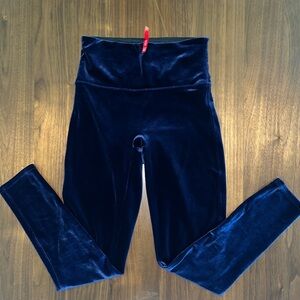 SPANX women’s Deep Blue Velvet Leggings